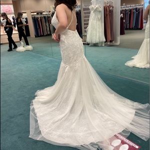 Melissa Sweet spaghetti strap lace wedding dress